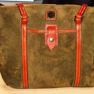 Dooney and Bourke Suede Zip Tote Olive Green